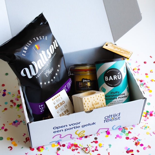 Vaderdag box | Altijd Feest voor papa cadeaubox, relatiegeschenk,brievenbusgeluk kant en klare cadeauboxen